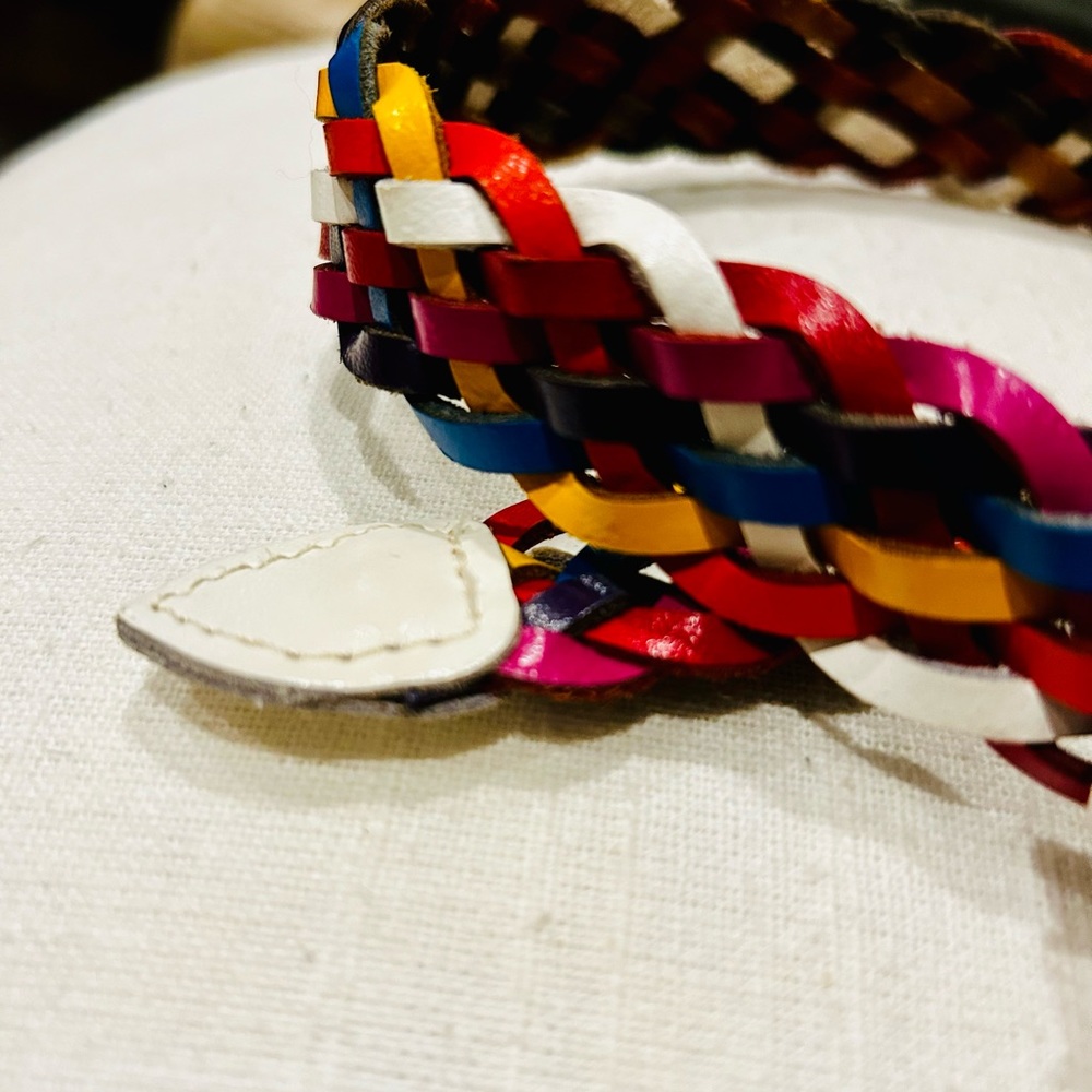 90s Y2K leather rainbow braided belt - Picture 4 of 7